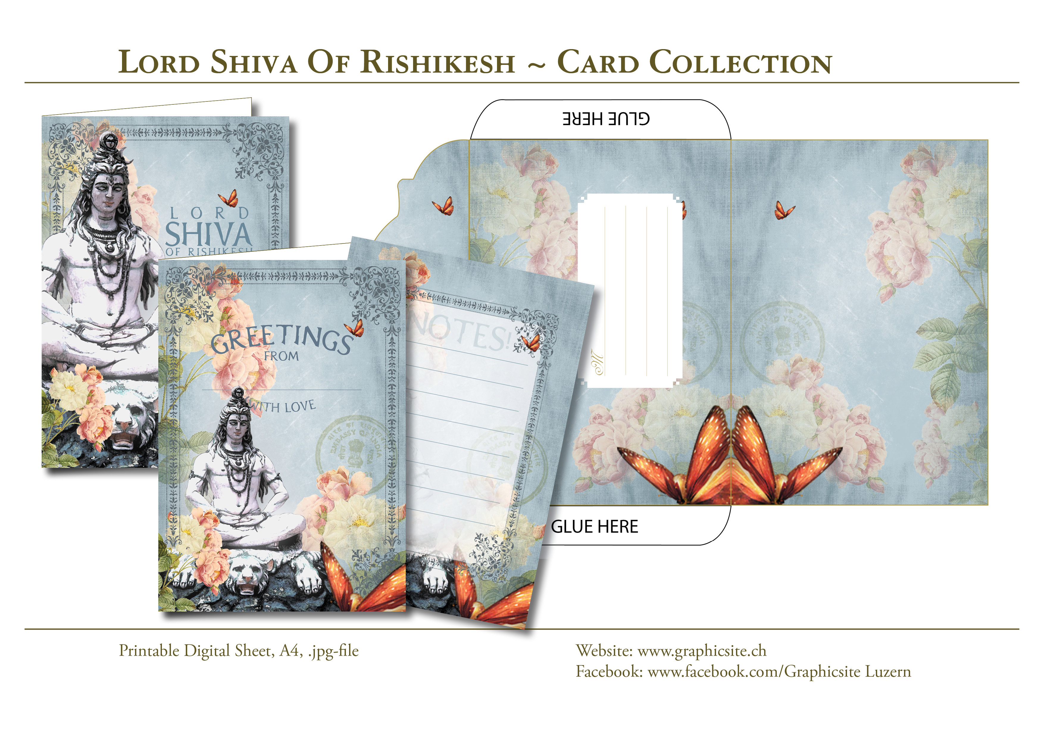 Printable Digital Sheets - DIN A-Formats - Lord Shiva Of Rishikesh - Card Collection - #cards, #greetingcards, #lord, #shiva, #graphicdesign, #luzern, #schweiz,